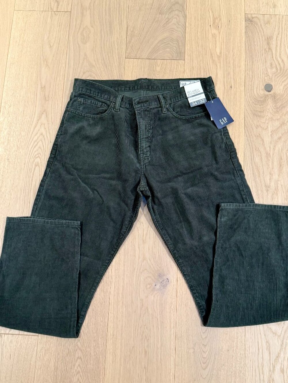 GAP Dark Green Relaxed-Straight Corduroy Pants